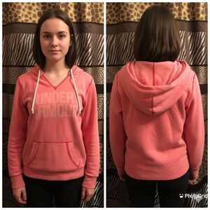 Under armour pull over pink sweater